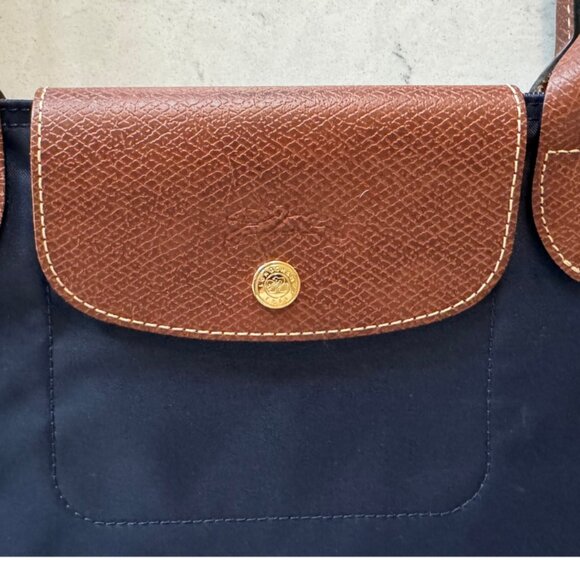 Longchamp Large Le Pliage Nylon Shoulder Tote in Navy - Picture 15 of 16